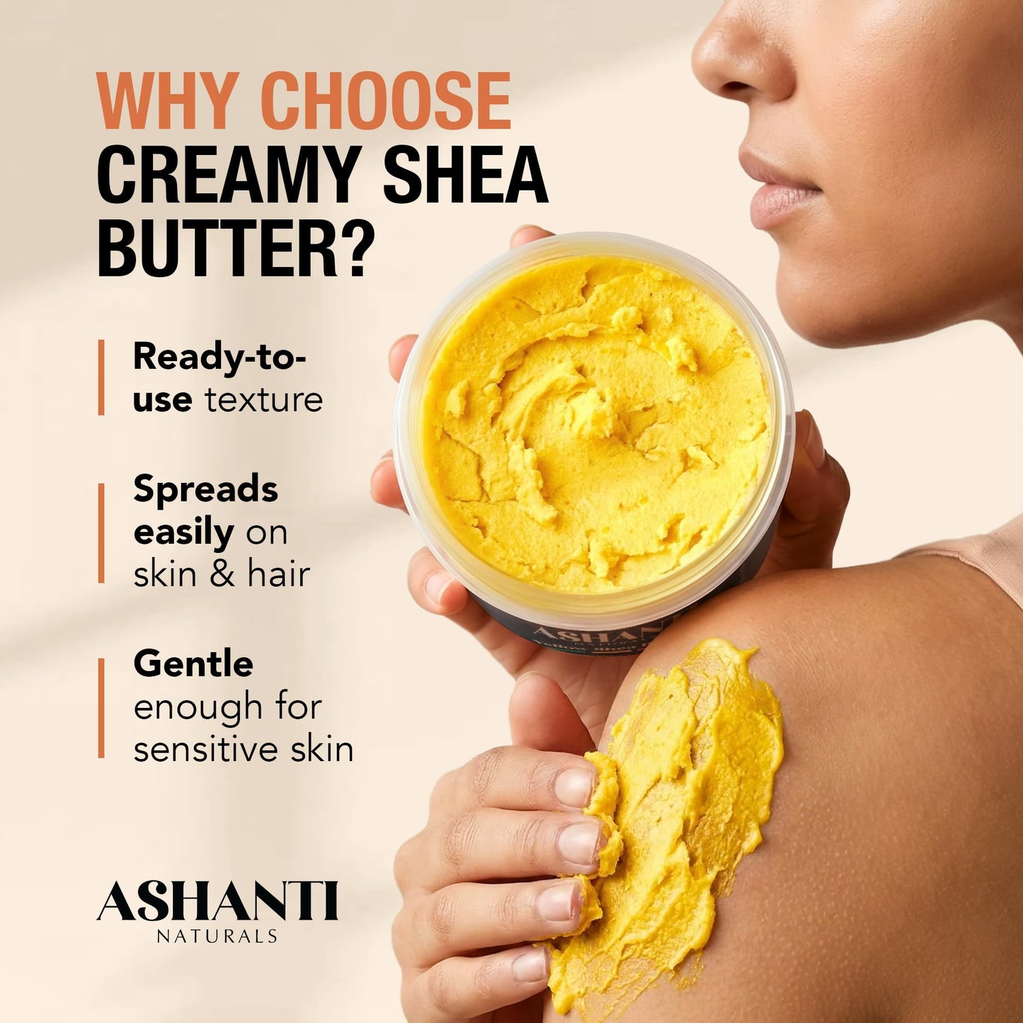 Ashanti Naturals Yellow Raw Shea Butter | Unrefined African Shea Butter | Creamy Moisturizer for Easy Application - 8 oz