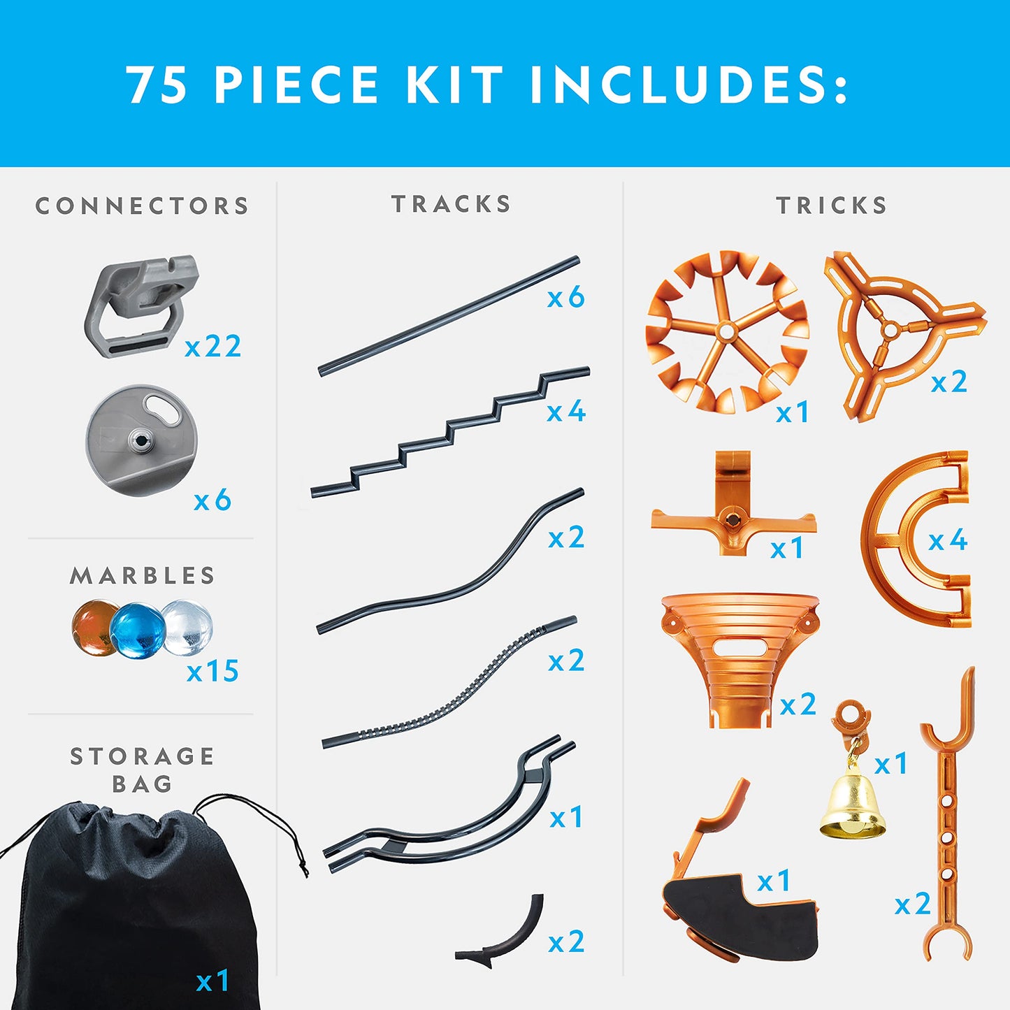 National Geographic Magnetic Marble Run 75pcs – STEM Building Set with Tracks, Trick Pieces & Marbles for Kids & Adults Marble Maze