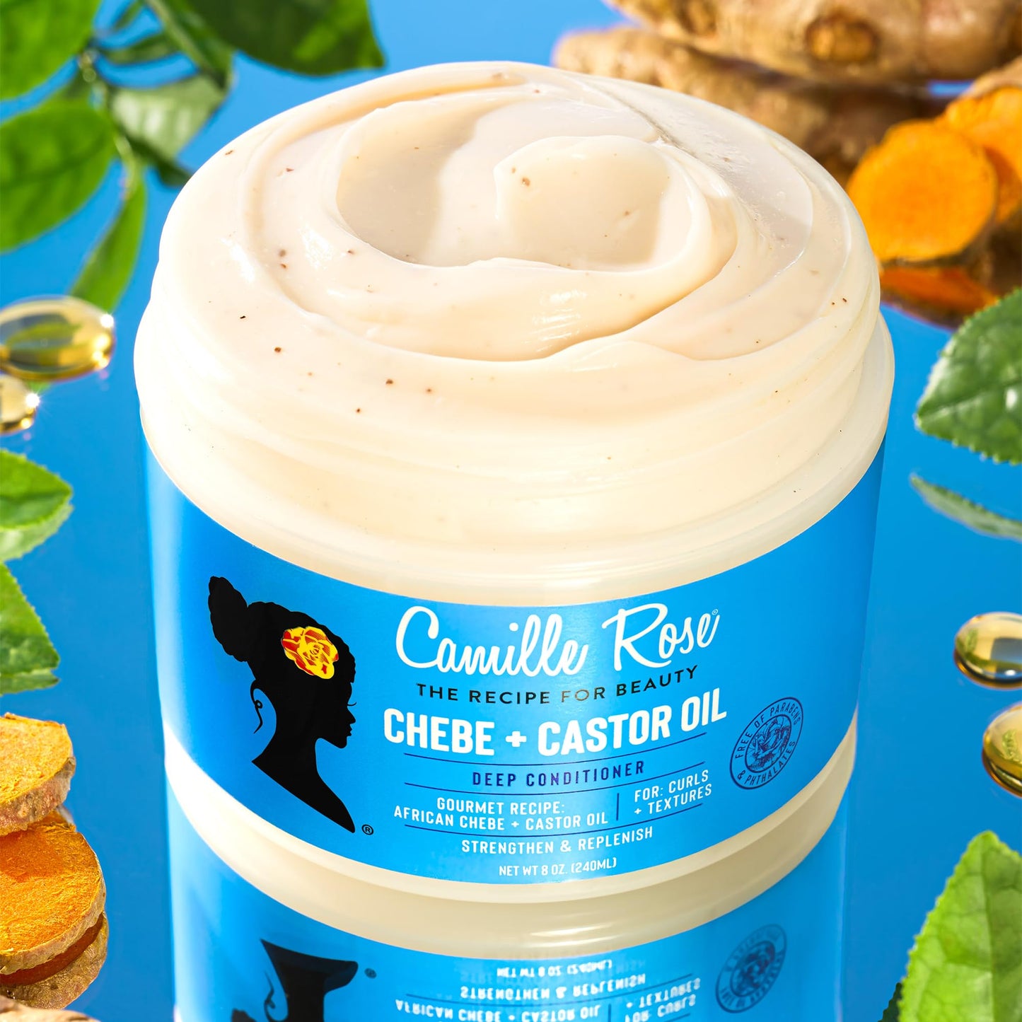Camille Rose Shampoo and Conditioner Set, African Chebe + Castor Oil - Moisture Treatment for Dry, Damaged Hair, Curls & Textures