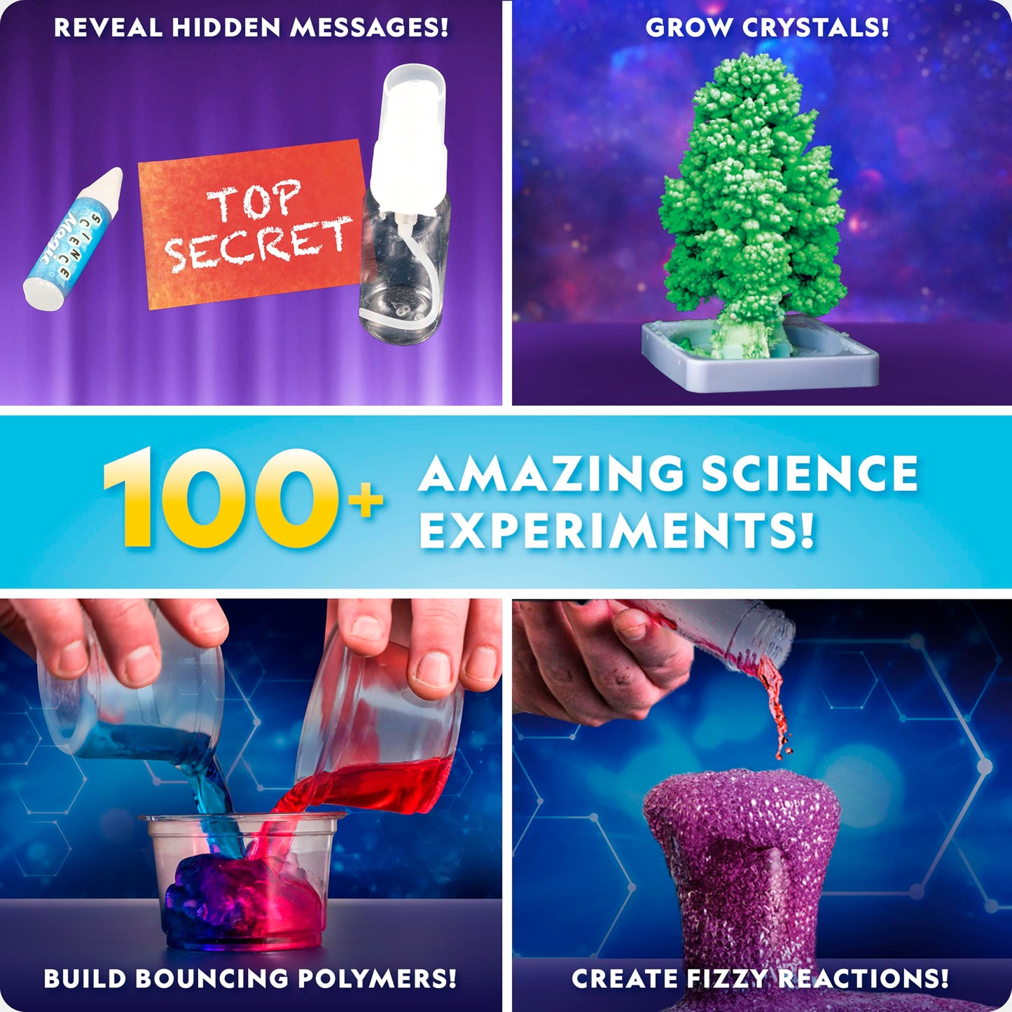 NATIONAL GEOGRAPHIC Amazing Chemistry Set – 100+ Science Experiments, Crystal Growing & Reactions, STEM Chemistry Kit for Kids, Boys & Girls