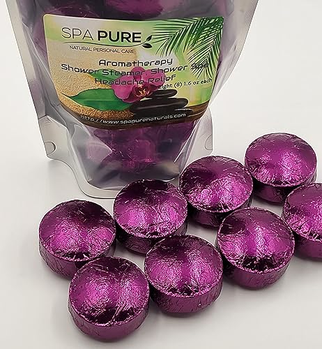 Spa Pure Eucalyptus & Lavender Aromatherapy: Shower Bombs USA Made with 100% Natural/Organic Essential Oils - Transform Your Shower (8 Count) Pack…