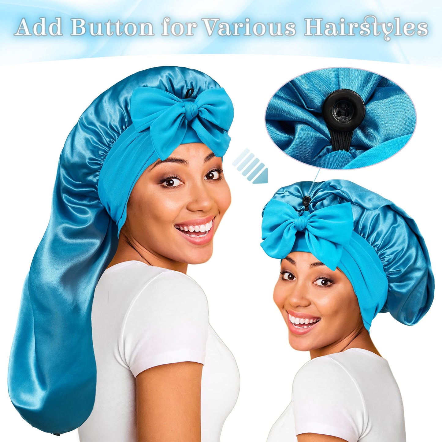 ROYBENS Long Bonnet Satin Hair Silk Bonnet for Sleeping Women, Silky Bonnets for Women with Tie Band, Sleep Cap for Braids Curly Hair Beauty and Personal Care ROYBENS