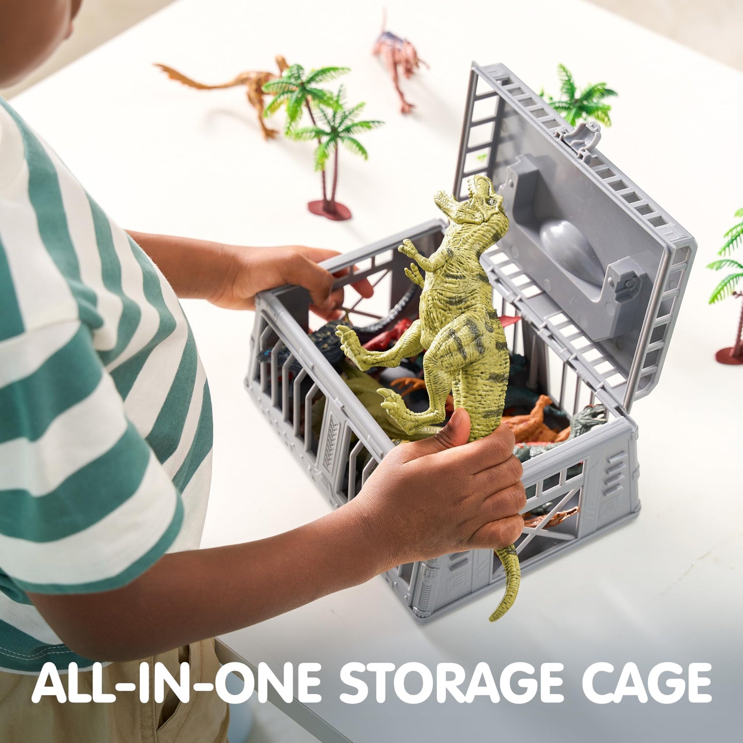 JOYIN Dinosaur Toys with Activity Play Mat & Storage Cage, 19 PCS Realistic Dinosaur Figures & Trees for Toddlers Kids Ages 3-5, Ideal for Boys…