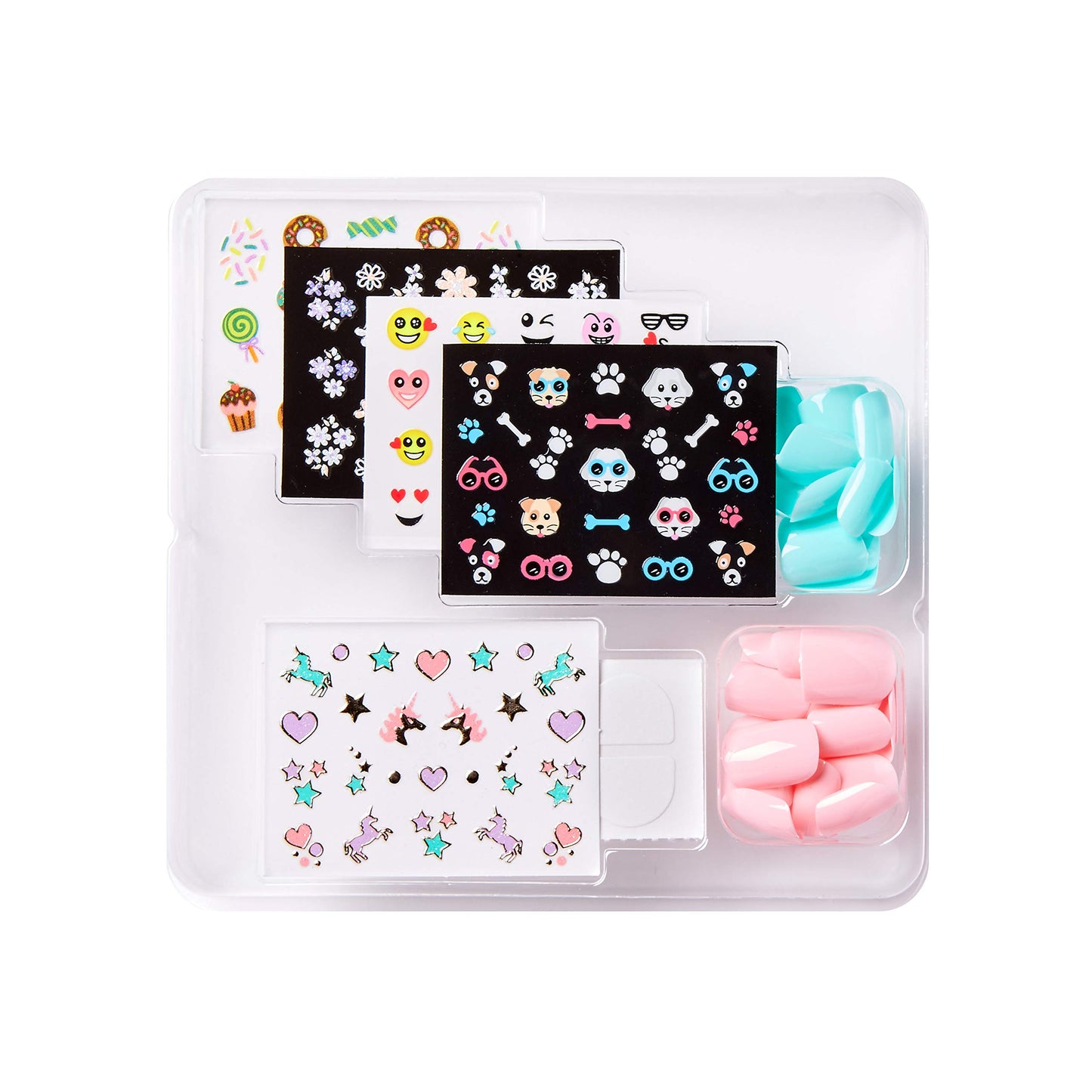 KISS Broadway Little Diva Nail Art Kit, Safe On Natural Nails, Mom Approved, Over 250 Nail Stickers, 48 Ready-To-Wear Petite Fake Nails & 48 Press-On