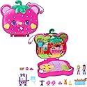 Polly Pocket Playset with 2 Micro Dolls & 12 Accessories, Straw-Beary Patch Compact Travel Toy with Fidget Exterior