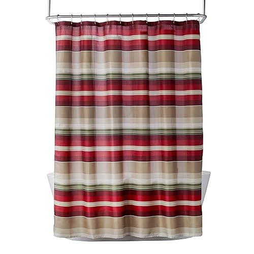 SKL Home Madison Stripe Shower Curtain, Red