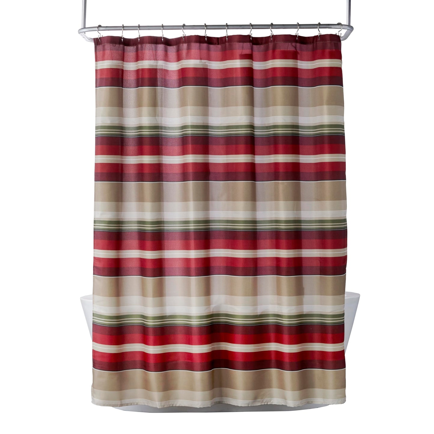 SKL Home Madison Stripe Shower Curtain, Red