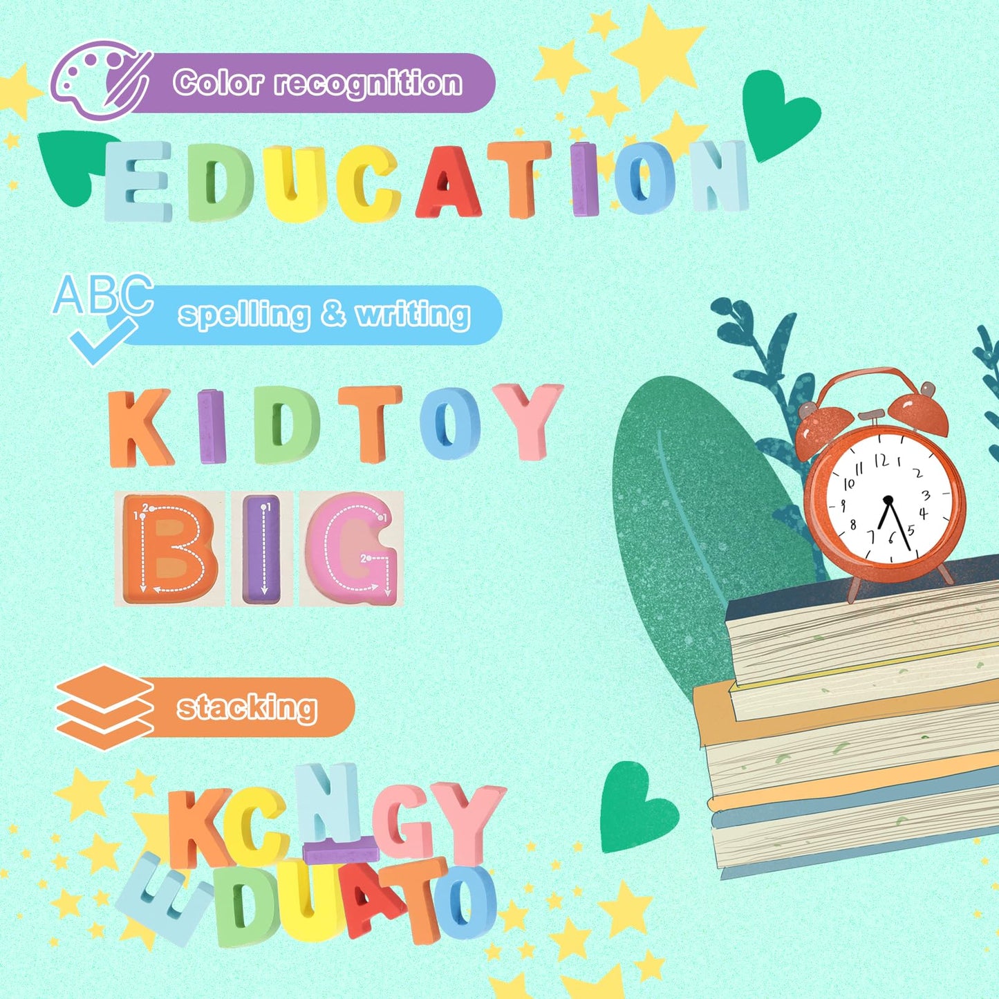 Kairsya Alphabet Learning Puzzle – Montessori Wooden ABC Toy with Letters, Educational Gift for Toddlers and Preschool Kids Ages 1-5