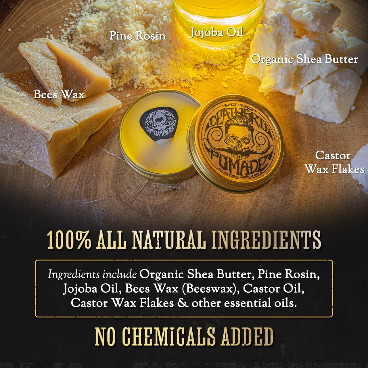 Hair Pomade For Men Grooming Styling Hair or Beard with Beeswax Medium Hold & Shine Like Gel Mousse Cream Or Grease 2 Ounces Natural Handmade in USA