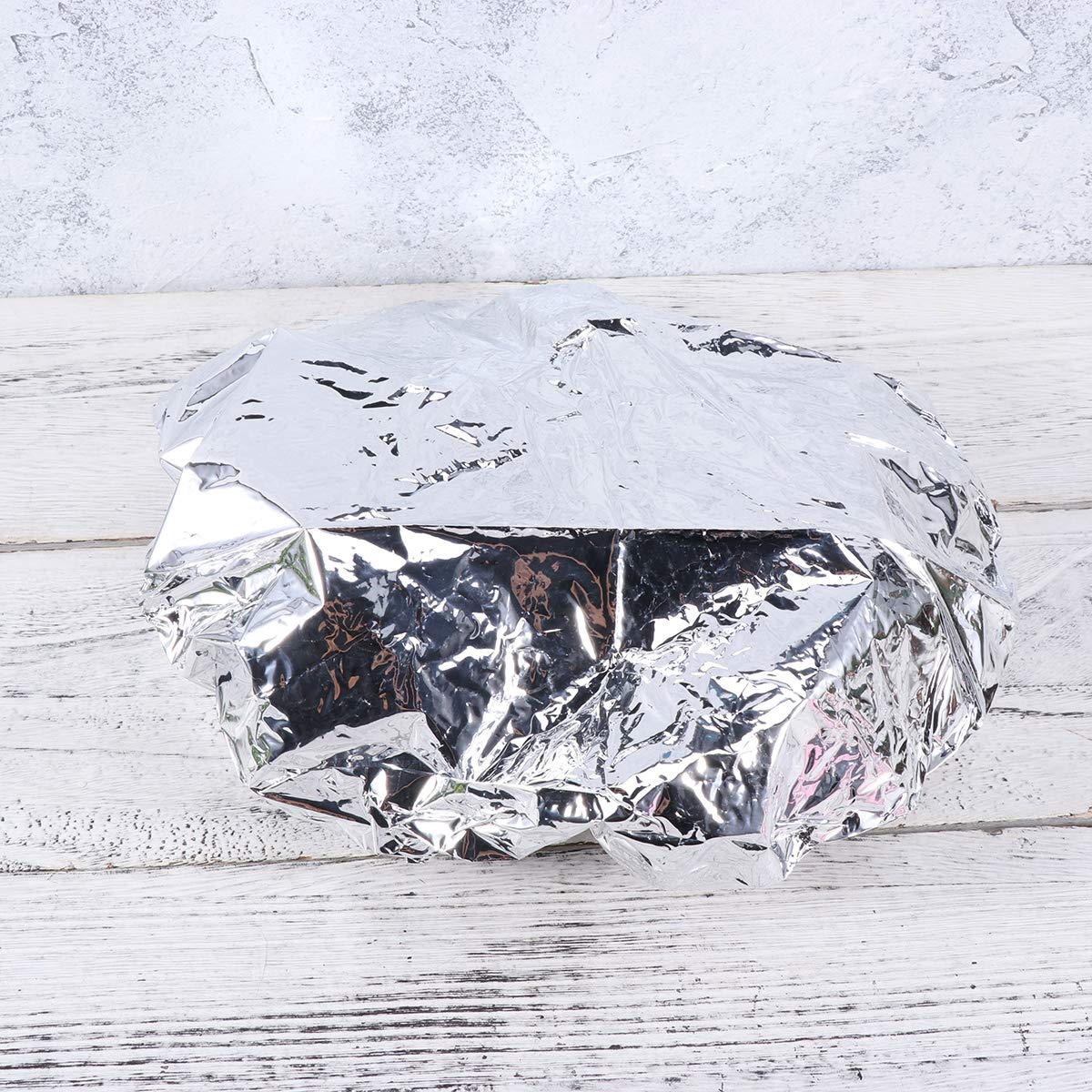 Beaupretty 6Pcs Disposable Aluminum Foil Hair Caps Waterproof Elastic Shower Caps for Hair Styling and Conditioning Treatment Silver