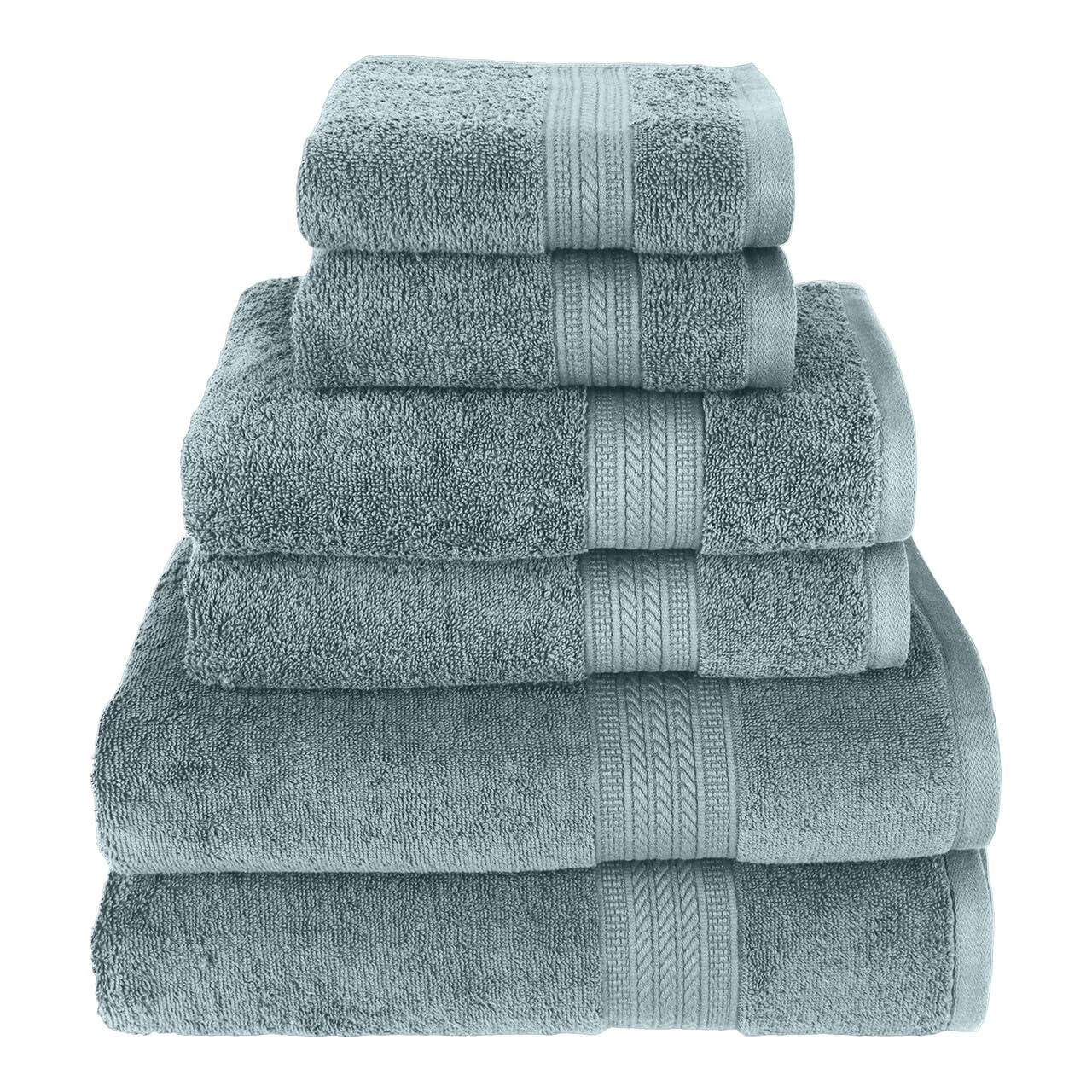 Kaufman - Luxury 100% Cotton Towels | 6 Piece Bath Towel Set | 2 Bath Towels (30 x 54), 2 Hand Towels (16 x 28), 2 Washcloths (13 x 13) | Soft…
