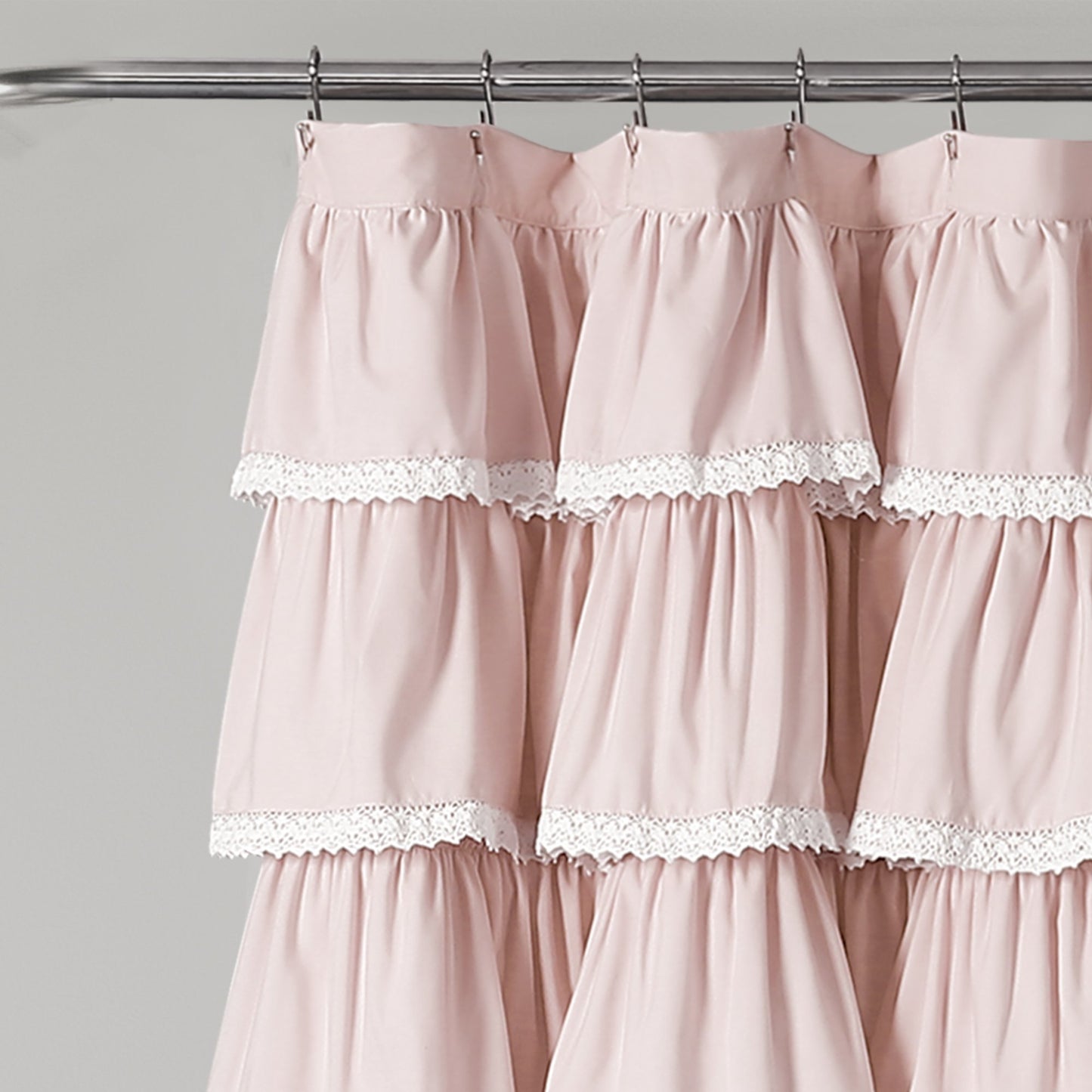 Lush Decor 1 Lace Ruffle Shower Curtain, 72" x 72", Blush, 72" W x 72" L