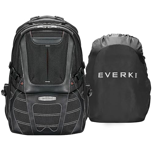 EVERKI Concept 2 Professional Laptop Backpack - Travel Backpack for Men, Laptop Bag Fits 17.3-Inch - 30L Durable Business Back Pack with Ballistic Nylon & Leather - Black (EKP133B)