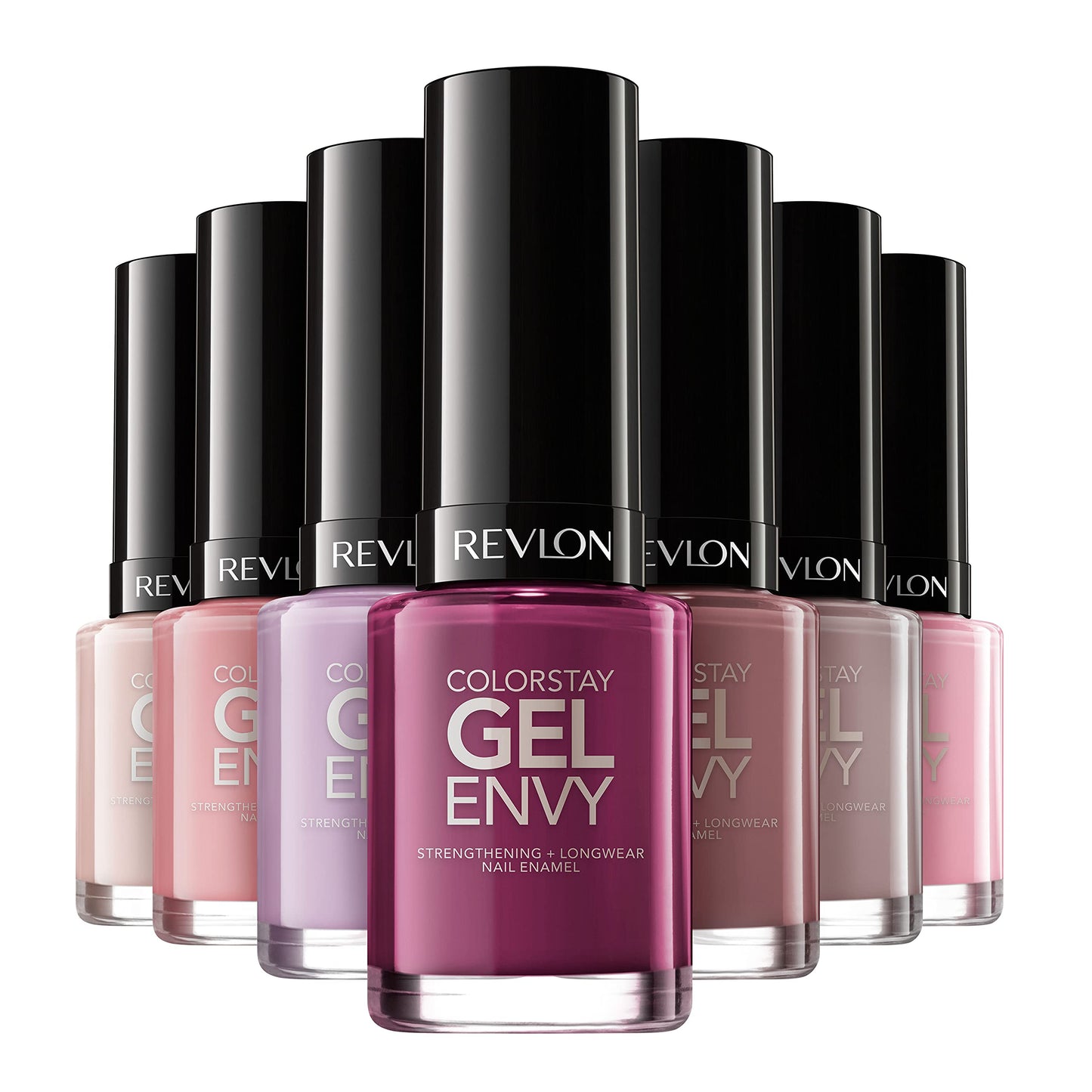 Revlon ColorStay Gel Envy Longwear Nail Polish, with Built-in Base Coat & Glossy Shine Finish, in Black/Grey, 520 Blackjack, 0.4 oz