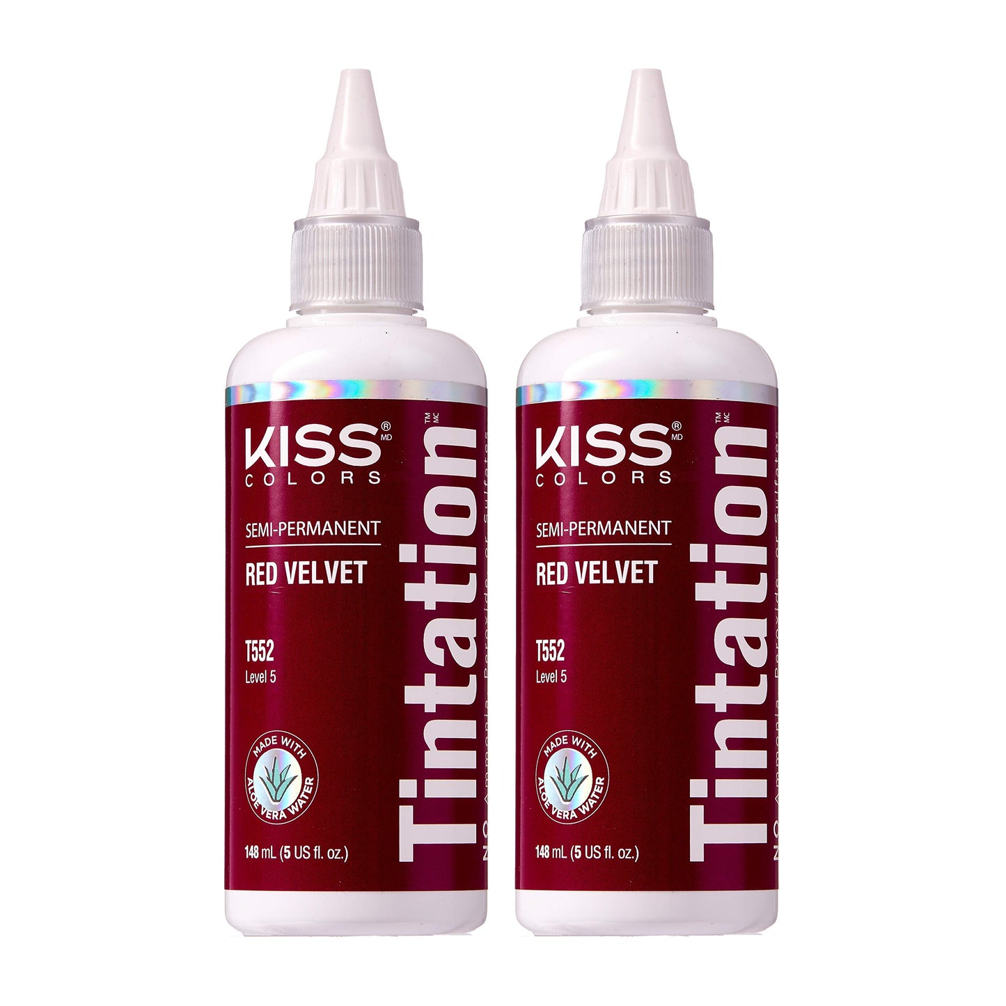 Red by Kiss Tintation Semi-Permanent Hair Color, Aloe Vera Water Based, Argan Oil, Olive Oil, Collagen & Keratin, Long-Lasting Color Dye (Red Velvet