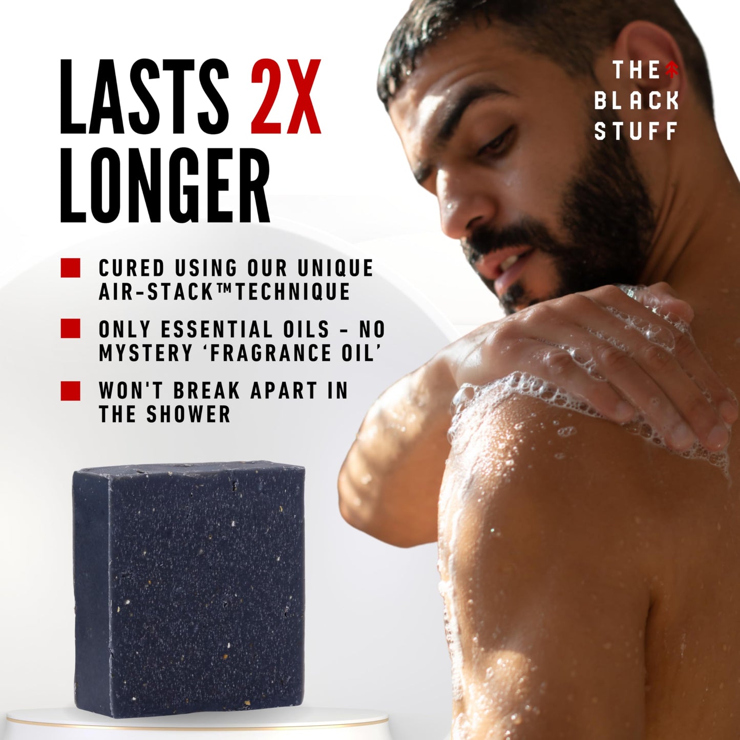 The Black Stuff Pine Tar Soap - Mens Bar Soap Made with Pine Tar, Organic Ingredients and Essential Oils - Handmade Cold Process Body Soap for Men