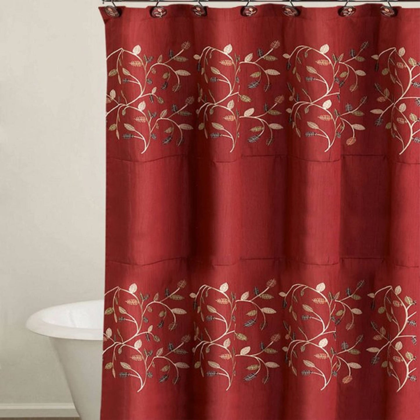 Popular Bath Aubery Shower Curtain, Burgundy 72.00" x 70.00"