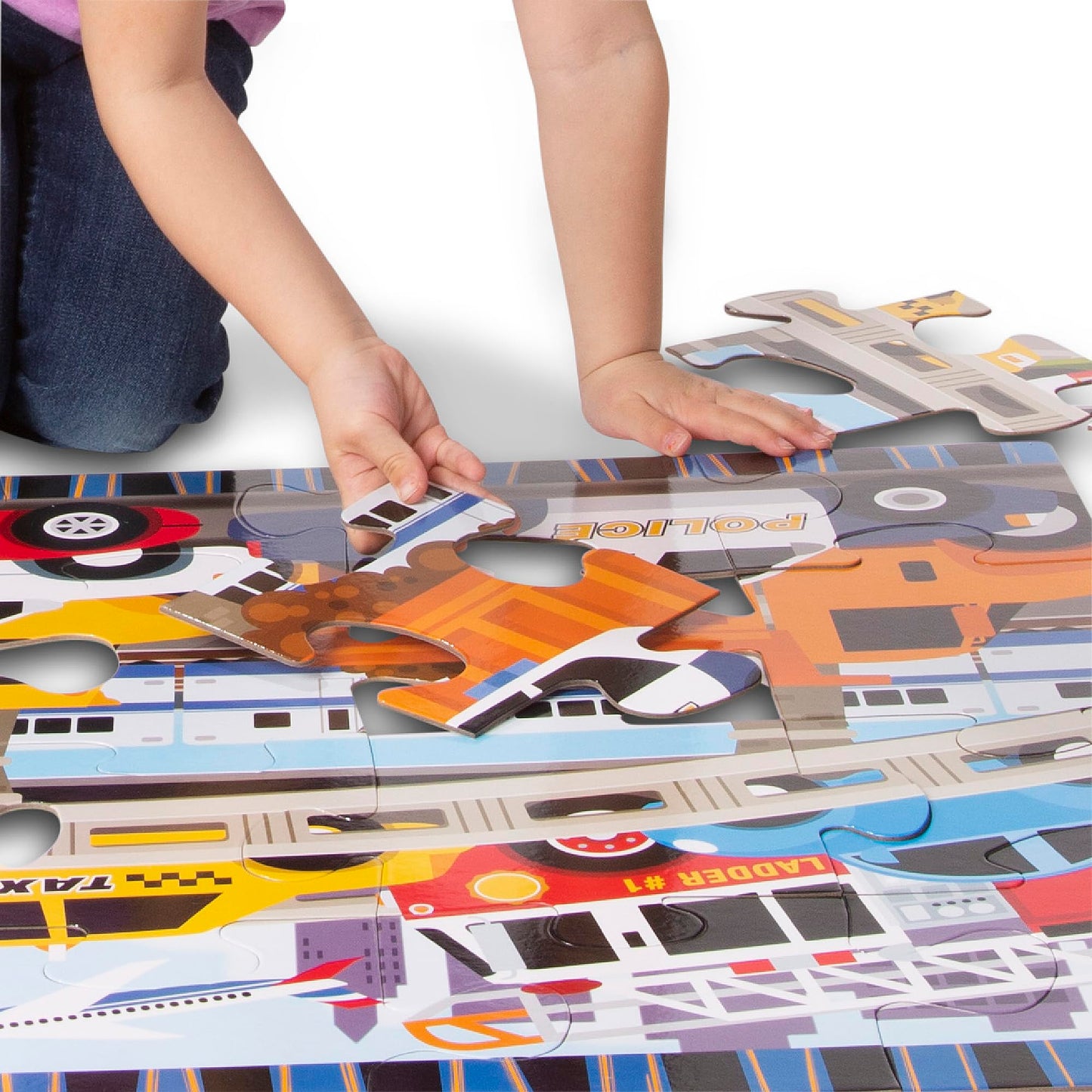 Melissa & Doug Traffic Jam Jumbo Jigsaw Floor Puzzle (24 pcs, 2 x 3 feet Long) - FSC Certified