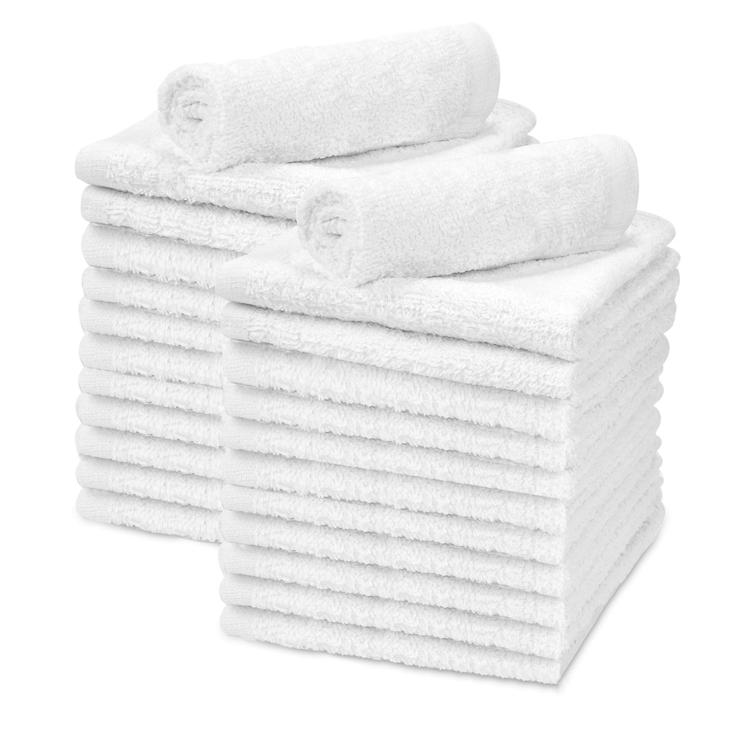 TALVANIA White Cotton Washcloths - Pack of 24 - Super Absorbent Bathroom Face Towels - 12" x12” Terry Bath Wash Cloth Set - Spa Home Cleaning Towel…