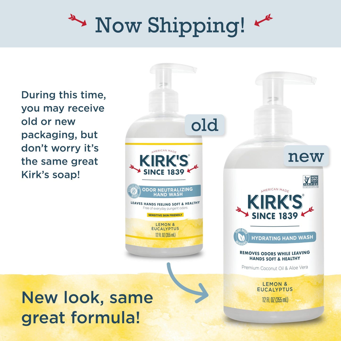 Kirk's Odor-Neutralizing Clean Hand Soap Castile Liquid Soap Pump Bottle | Moisturizing & Hydrating Kitchen Hand Wash | Lemon & Eucalyptus Scent | 12
