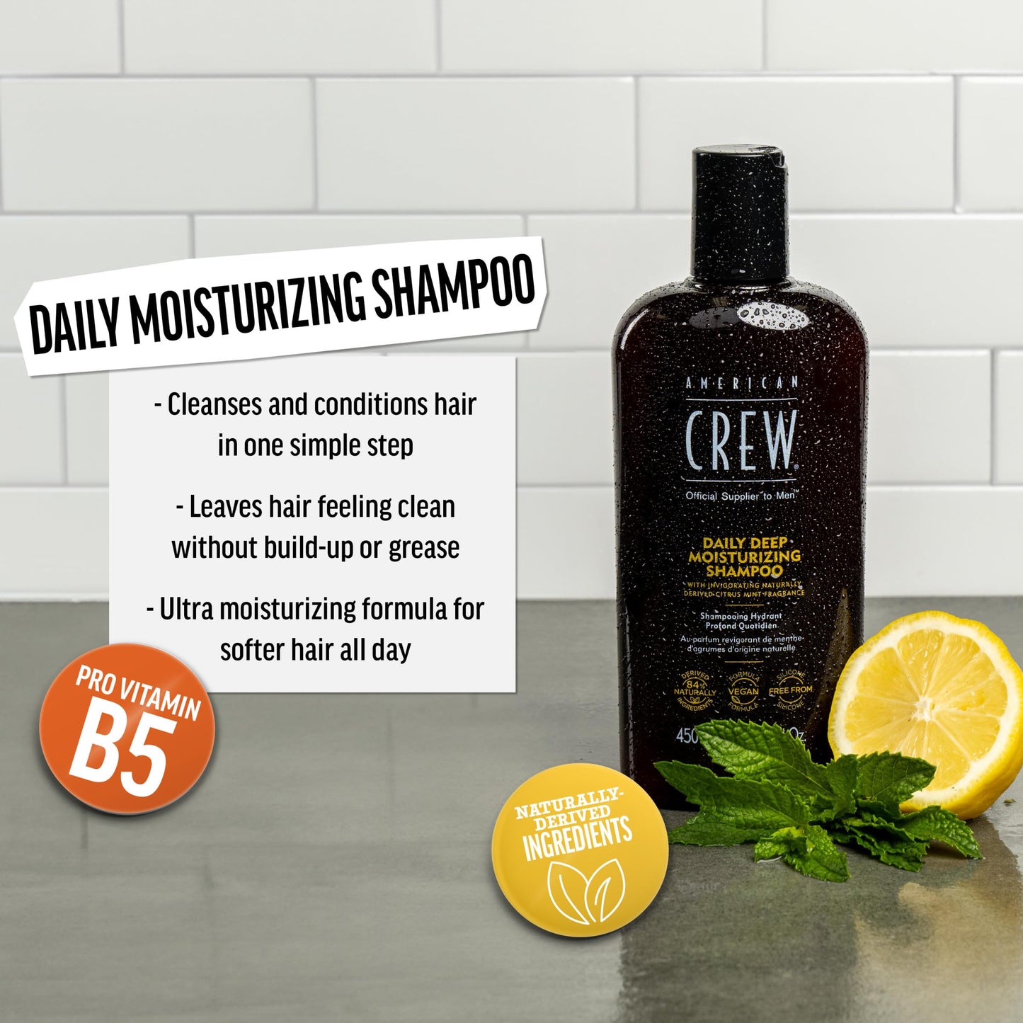 American Crew Shampoo for Men, Daily Deep Moisturizer, Naturally Derived, Vegan Formula, Citrus Mint Fragrance, 33.8 Fl Oz Beauty and Personal Care AMERICAN CREW