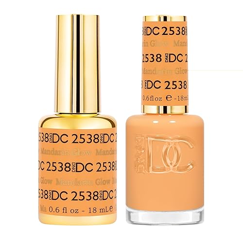 DND DC Gel Polish Set, Free Spirit Collection, UV/LED Gel Polish and Air Dry Nail Lacquer, Matching Chip-Free Polish Duo, 2538 Mandarin Glow, 0.5 Fl