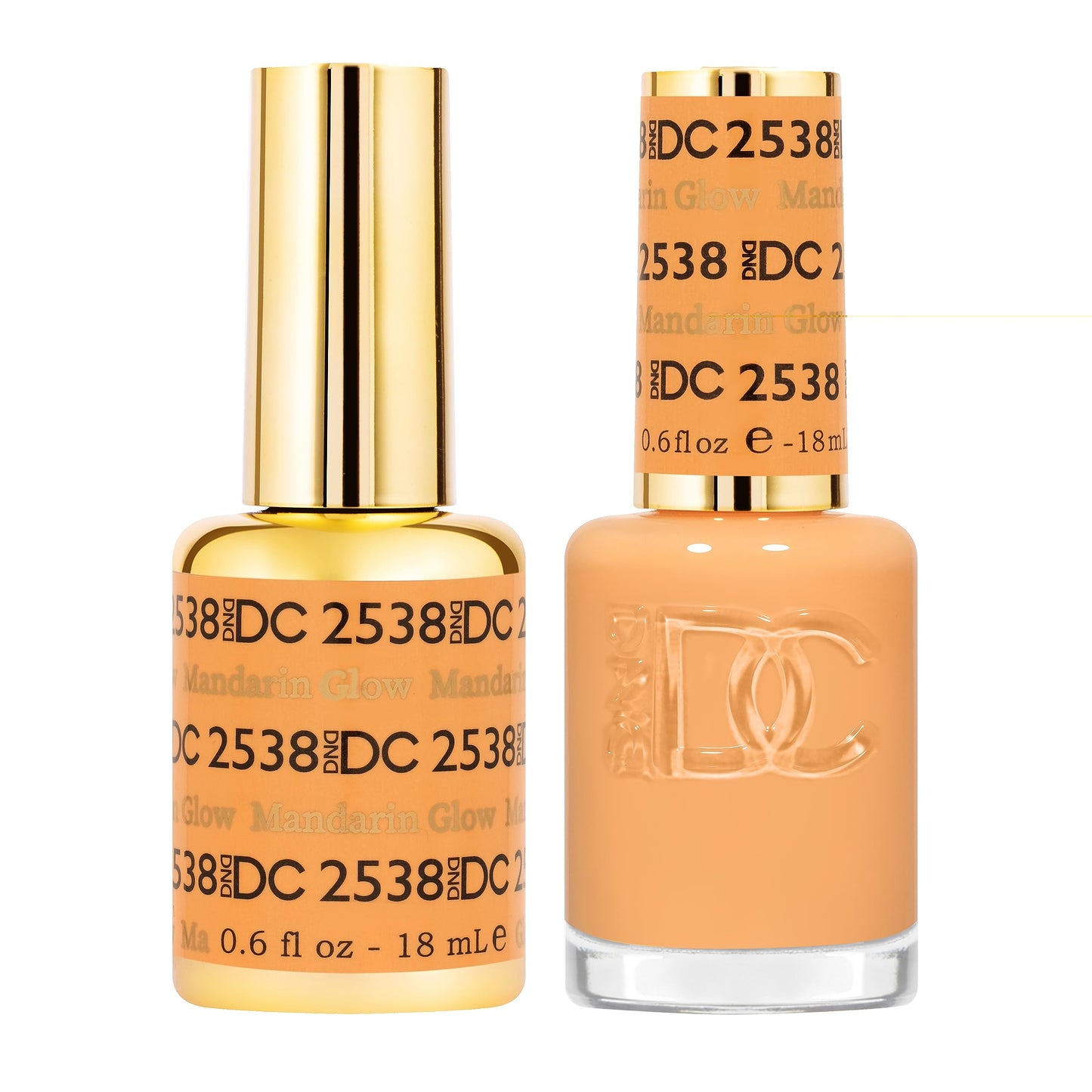 DND DC Gel Polish Set, Free Spirit Collection, UV/LED Gel Polish and Air Dry Nail Lacquer, Matching Chip-Free Polish Duo, 2538 Mandarin Glow, 0.5 Fl