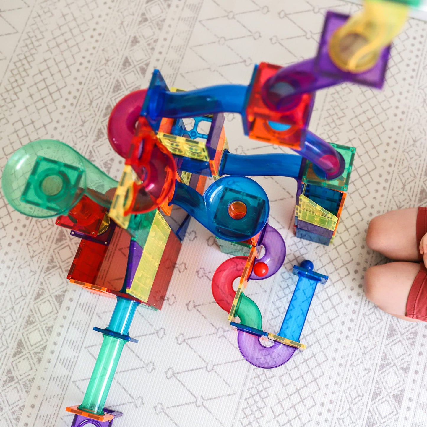 Learn & Grow 88pcs Magnetic Marble Run Expansion – STEM Marble Race Track & Magnet Tile Accessories for Kids Ages 3+ Construction Toy