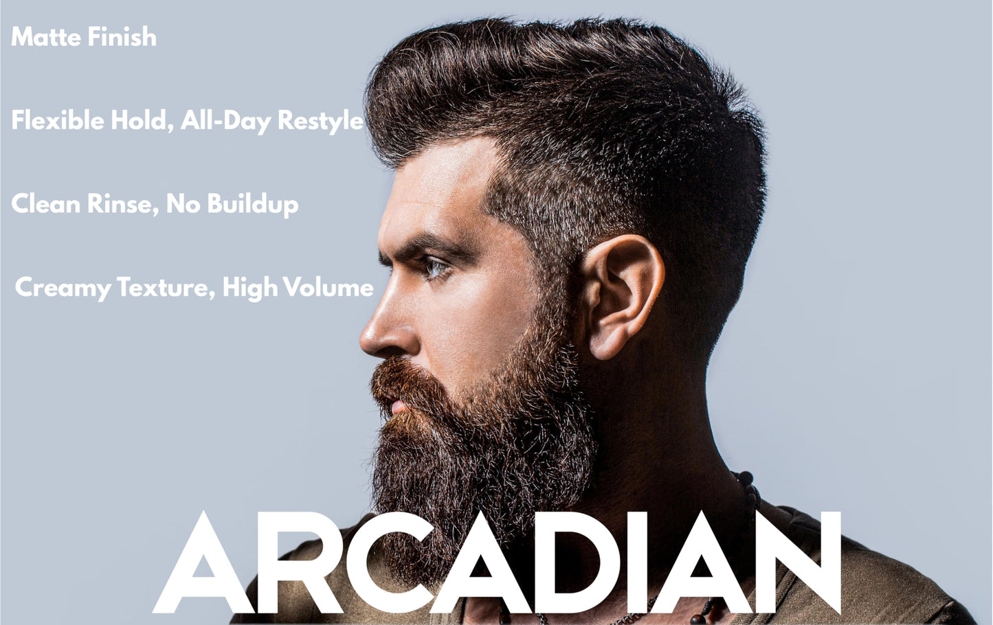 Arcadian Grooming Clay Pomade for Men - Vegan Matte Finish, Strong High Hold, 4oz