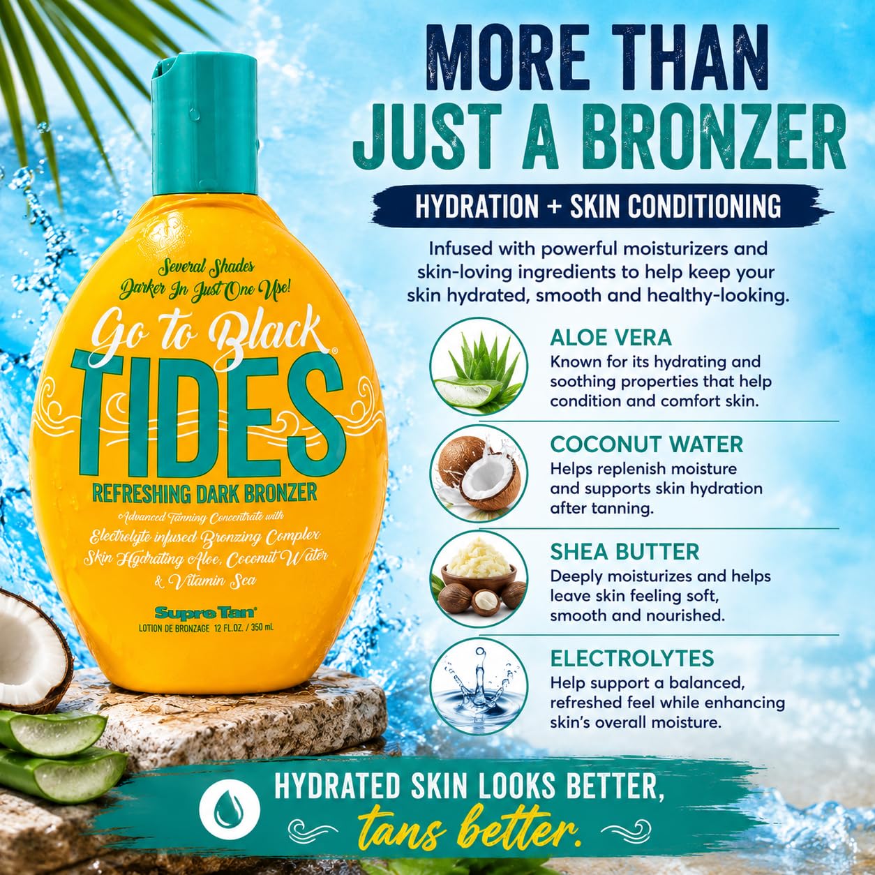 Go to Black Tides Refreshingly Dark Bronzer with DHA, Erythrulose & Melanin 12oz