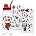 Toynk Stranger Things Hellfire Club Twist Spout Water Bottle and Sticker Set | BPA-Free Plastic Sports Jug | Holds 32 Ounces