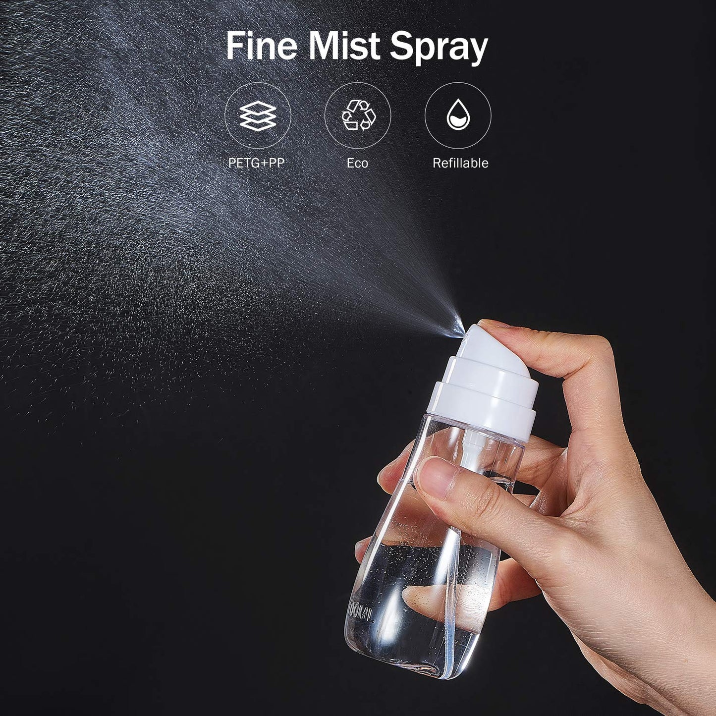 Yolaist Small Spray Bottle with Fine Mist, 2 Pack 3.4oz/100ml TSA Approved Travel Size, Refillable Empty Mister Spray Bottles for Hair, Face, Plants Beauty and Personal Care Yolaist