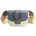True Religion Women's Crossbody Bag, Mini Flap Adjustable Shoulder Handbag Purse with Horseshoe Logo, Blue