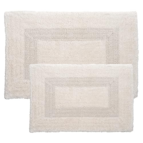 Bedford Home Bathroom Rugs Set (67A-01677) - 2-Piece Cotton Bathroom Mat Set, Machine Washable Standard & Large Bath Mats for Washroom, Kitchen, or…