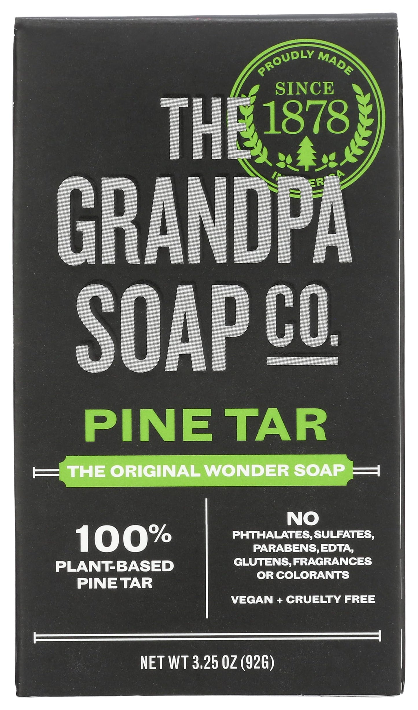 Grandpas Wonder Pine Lathers White Tar Bath Bar Soap - 3.25 Oz