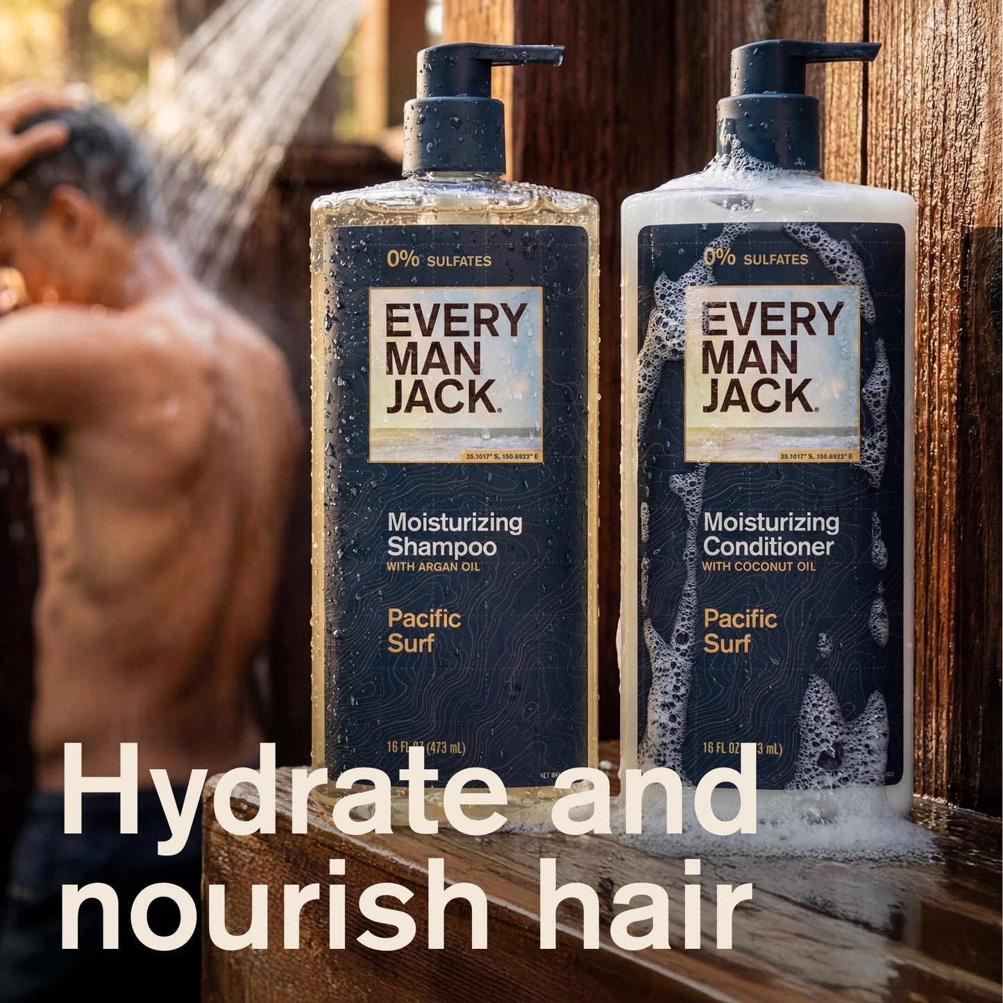 Every Man Jack Men's Shampoo and Conditioner Set - Pacific Surf - Made w/Plant Powered Refreshing Ingredients like Argan and Aloe - 16 fl oz (2 Pack)