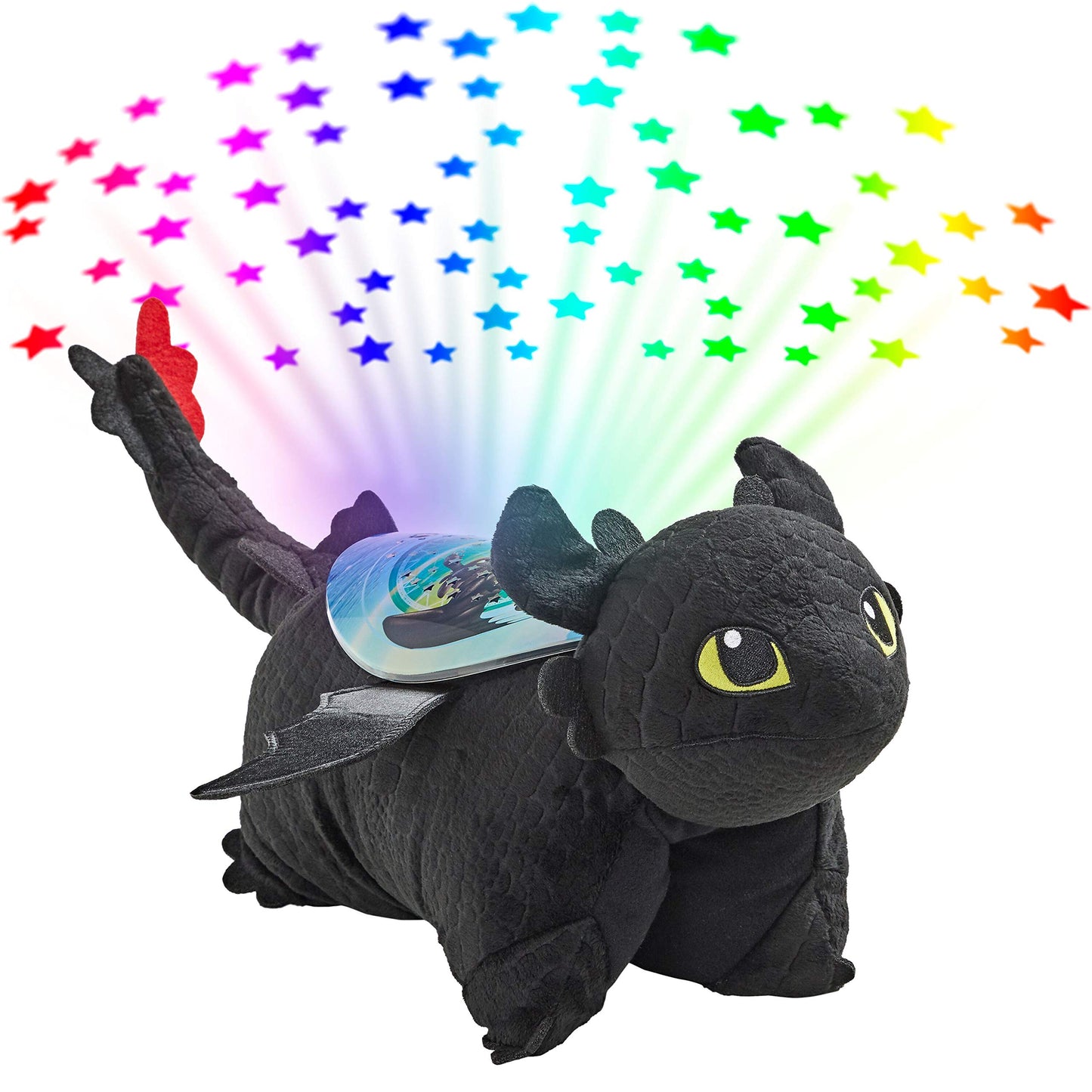 Pillow Pets NBC Universal How to Train Your Dragon Toothless Sleeptime Lite 11" Stuffed Animal Plush Toy , Rainbow , Black