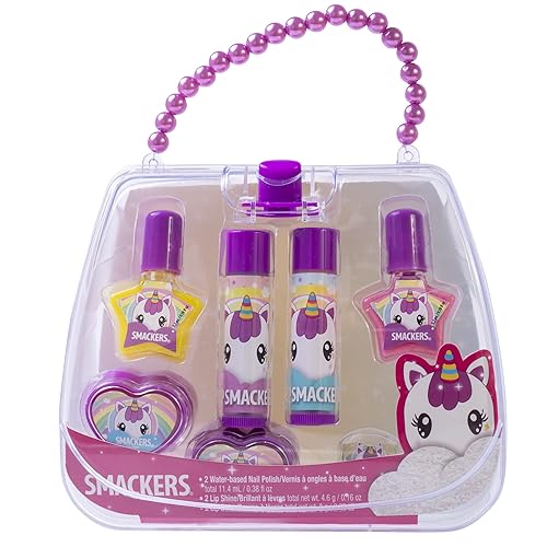 Lip Smacker Unicorn Nail Polish & Flavored Lip Balm Makeup Bag for Girls | Tote | Purse | Christmas Make Up Collection | Holiday Present | Gift