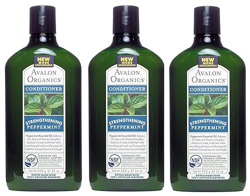 Avalon Organics Peppermint Revitalizing Conditioner, 11-Ounce Bottle (Pack of 3)