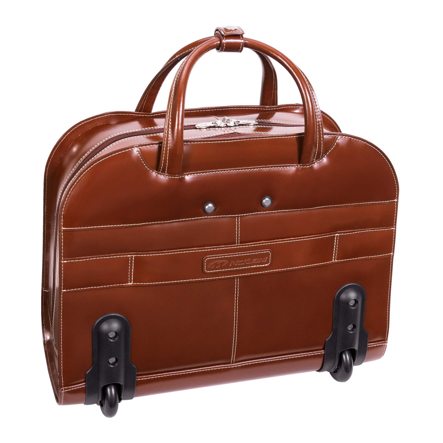 McKlein DAVIS, Top Grain Cowhide Leather, 15" Leather Vertical Wheeled Ladies' Laptop/Computer & Tablet Business Briefcase Bag/Women's Rolling