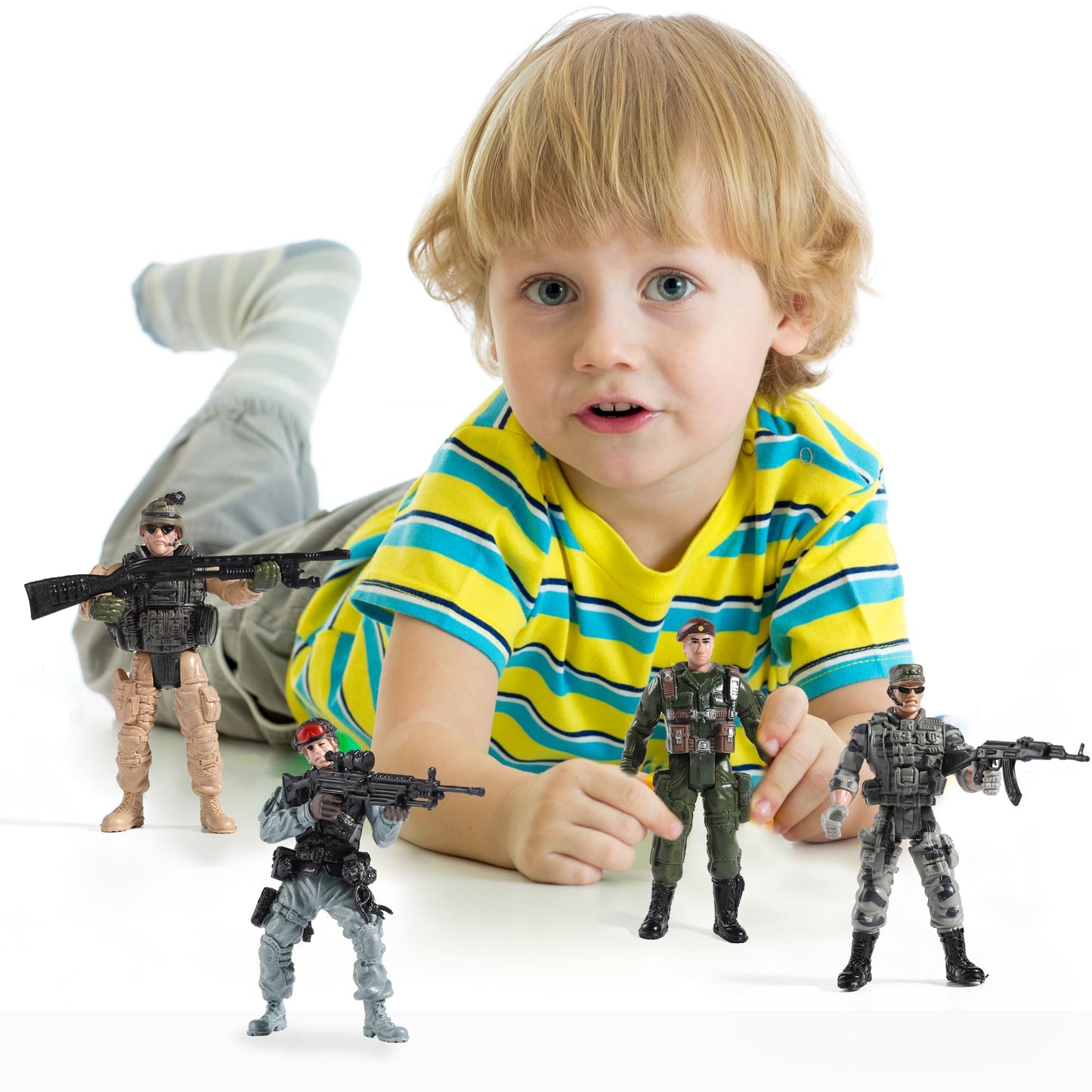 US Army Men and SWAT Team Toy Soldiers Action Figures with Military Weapons Accessories for Kids Boys Girls,12Pcs