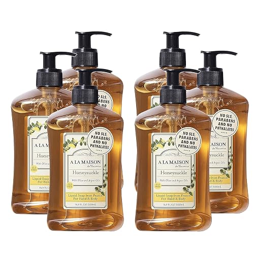 A LA MAISON French Liquid Hand Soap, Honeysuckle - Natural Hand Wash Made with Essential Oils - Biodegradable, Plant-Based, Vegan, Cruelty-Free