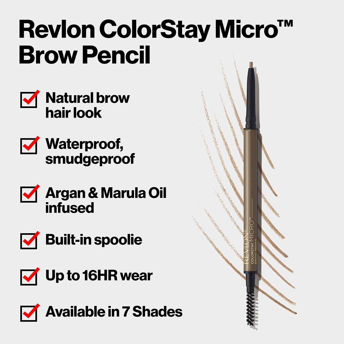 Revlon ColorStay Micro Eyebrow Pencil with Built In Spoolie Brush, Infused with Argan and Marula Oil, Stocking Stuffer for Her, 451 Ash Blonde, 0.003