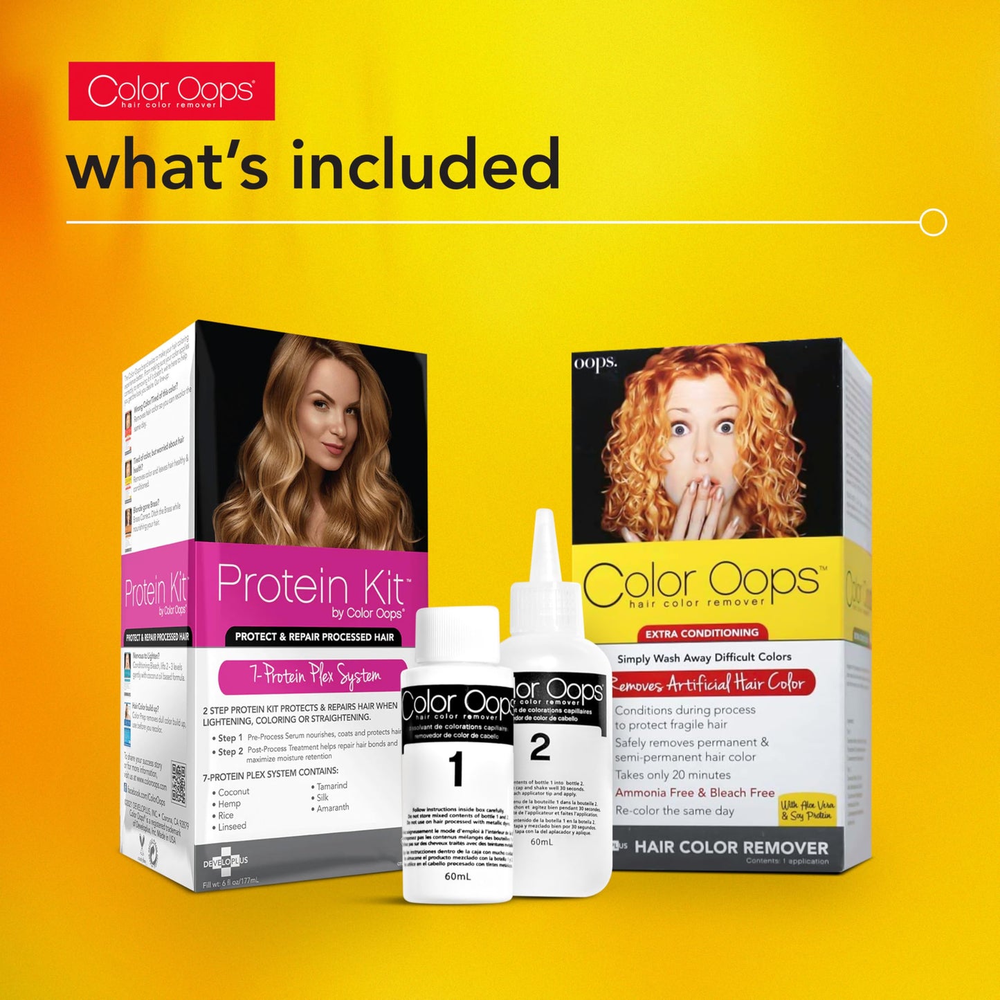 Color Oops Extra Conditioning Hair Color Remover and Protein Kit Bundle, Dye Remover Processes in 20 Minutes, Safely Removes Permanent