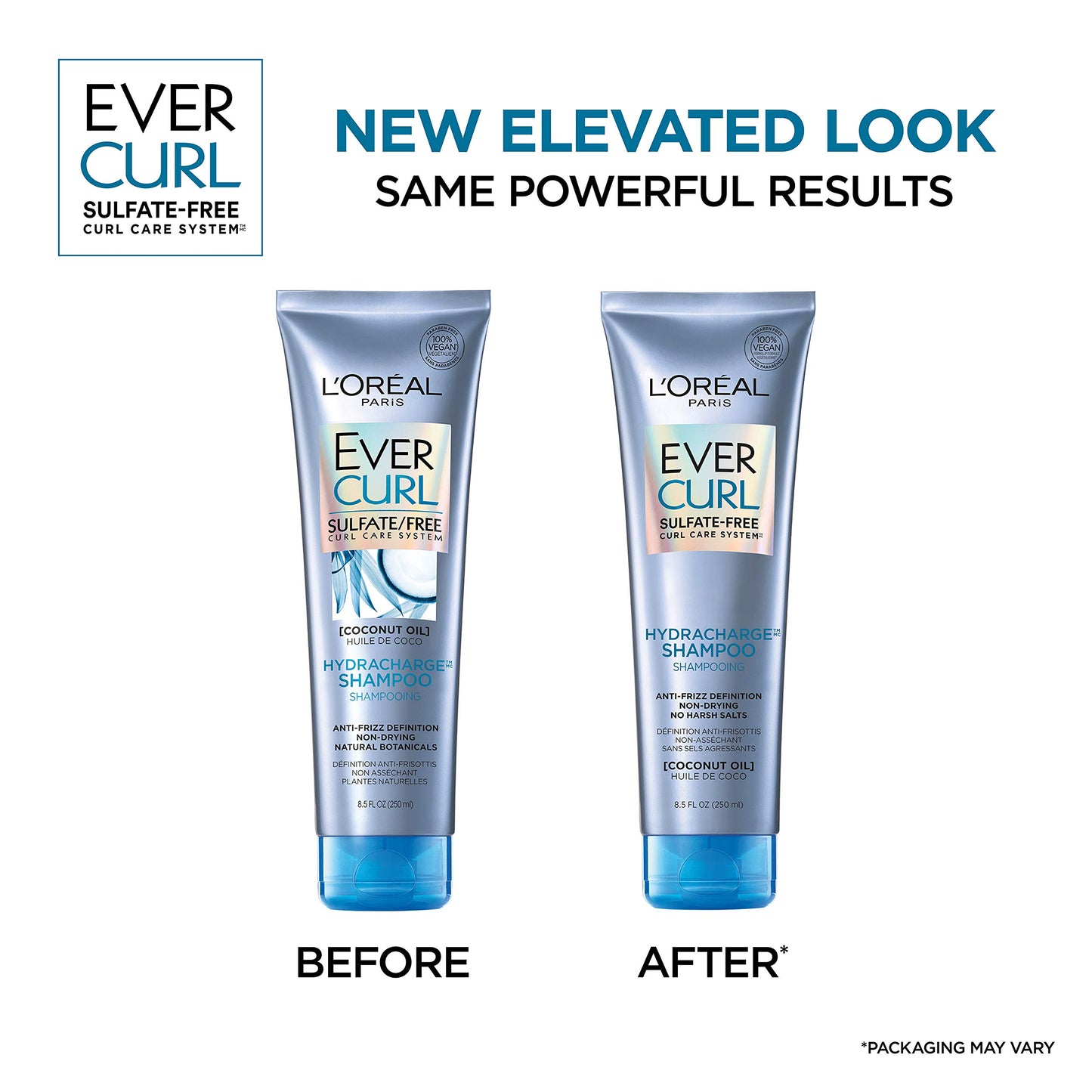 L'Oreal Paris EverCurl Sulfate Free Shampoo for Curly Hair, Lightweight, Anti-Frizz Hydration, Gentle on Curls, with Coconut Oil, 2 Count (8.5 Fl; Oz