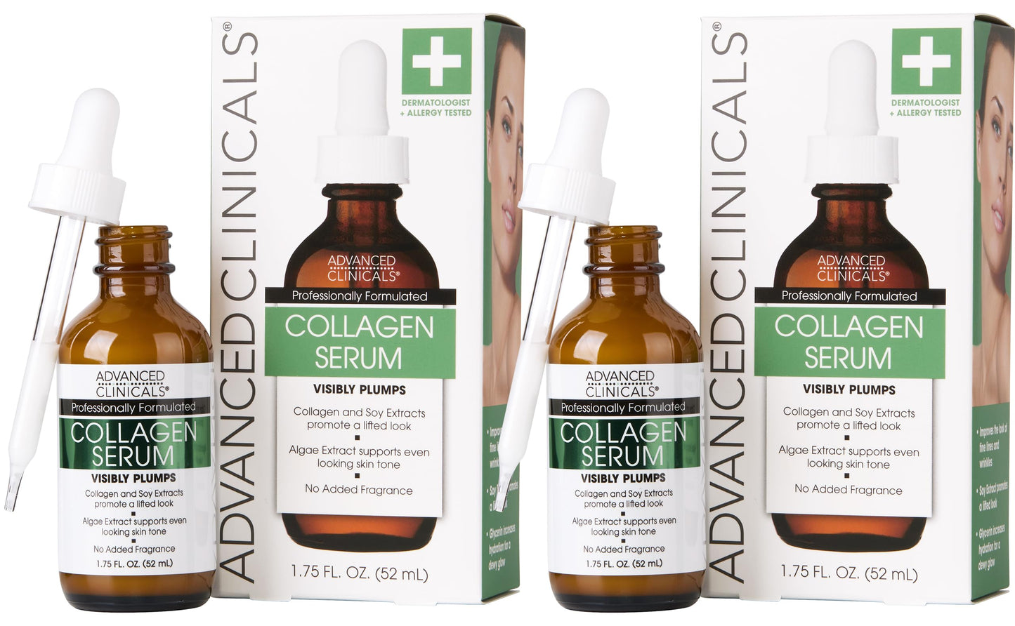 Advanced Clinicals Collagen Serum For Face | Visible Anti Aging Collagen Peptide Serum + Hyaluronic Acid Moisturizer Improves Look Of Wrinkles, Dry