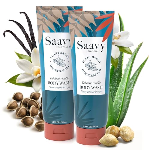 Saavy Naturals Moisturizing Body Wash for Sensitive Skin - Plant-Based & Pure with Coconut Oil, Shea Butter & Aloe Vera - Paraben-Free, Cruelty-Free