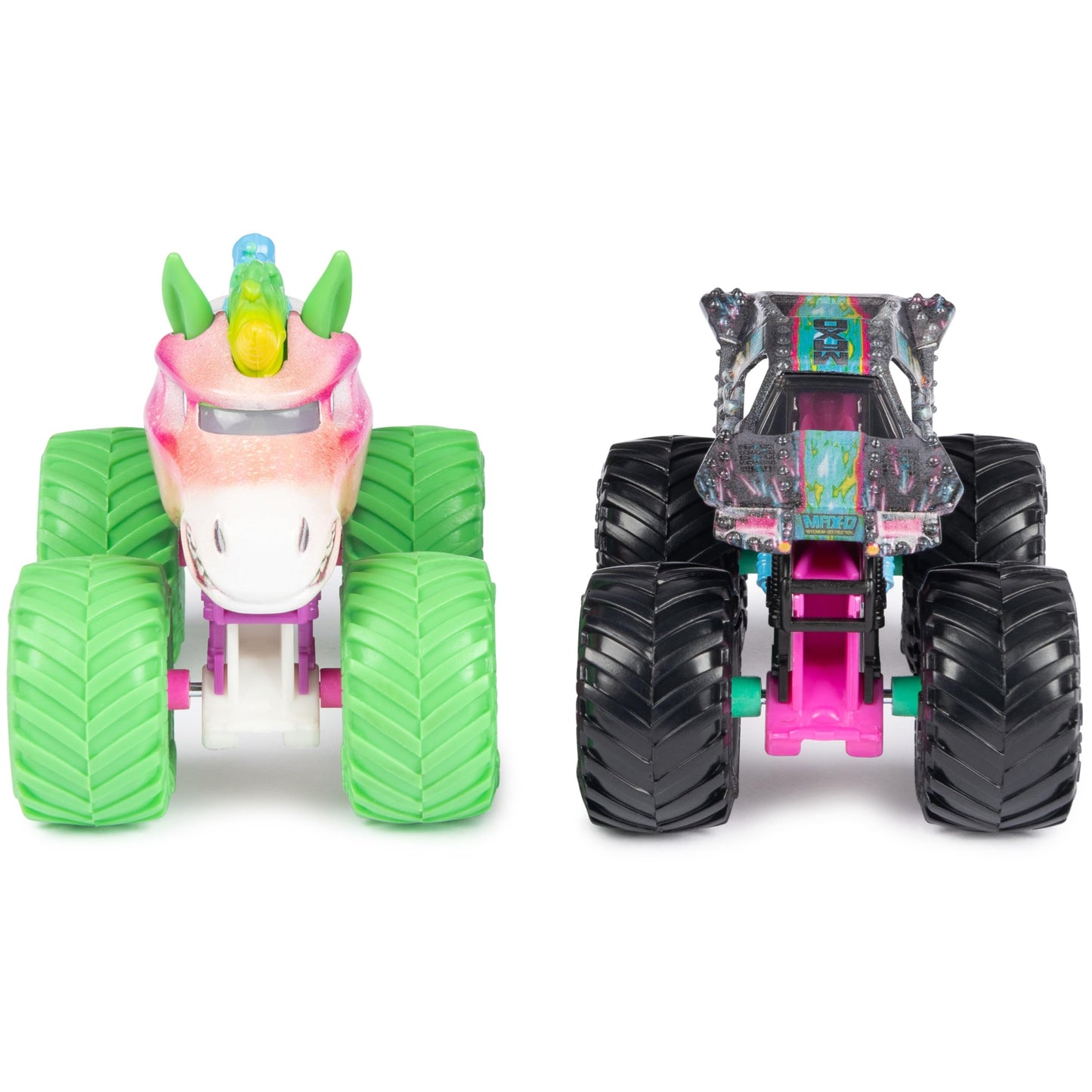 Monster Jam Nitro Neon 1:64 Scale Die-Cast Trucks – Sparkle Smash vs Max-D, Official Monster Trucks Toys for Kids Ages 3+