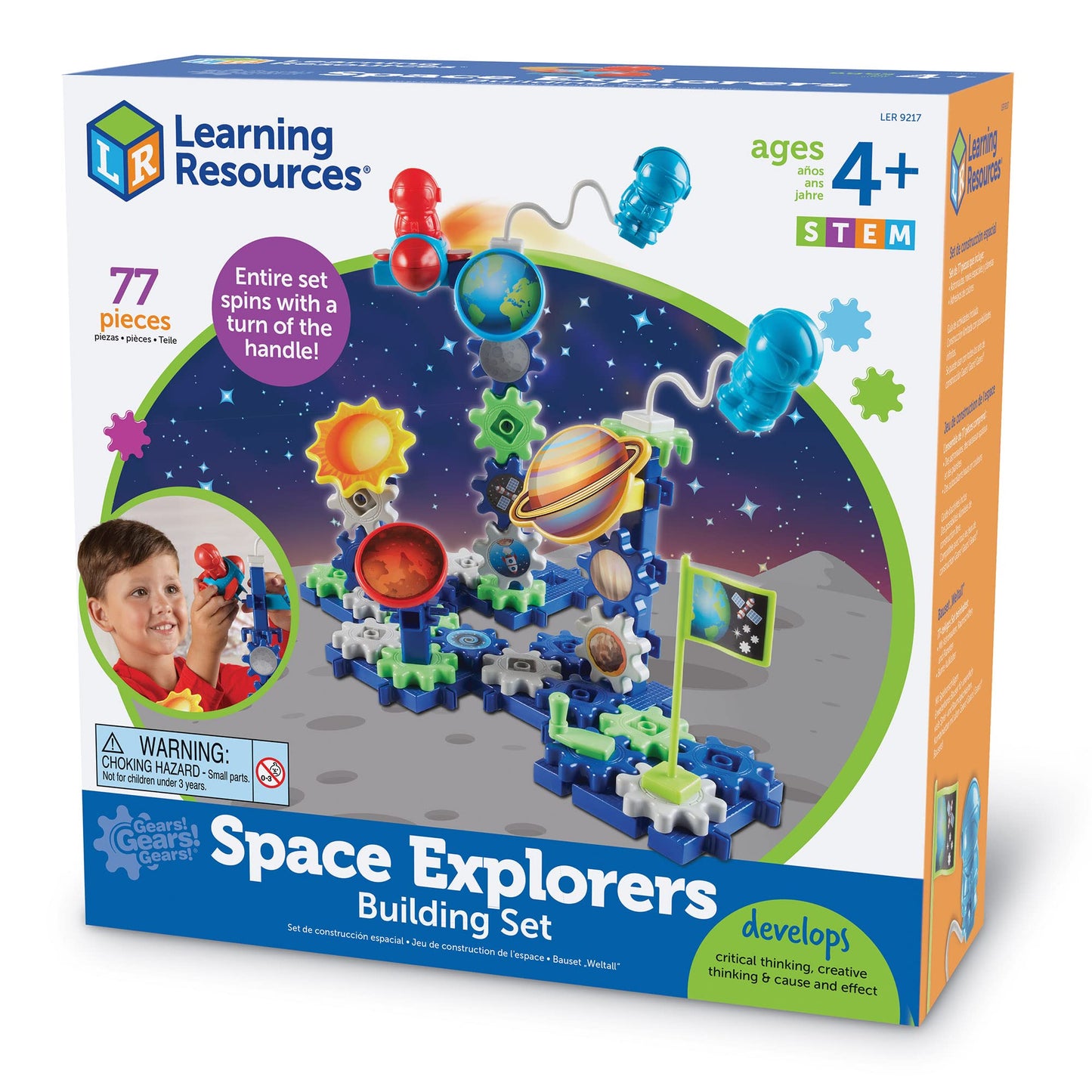 Learning Resources Gears! Gears! Gears! Space Explorers Building Set, 77 Pieces, Ages 4+, Gears & Construction Toy, STEM Toys, Gears for Kids