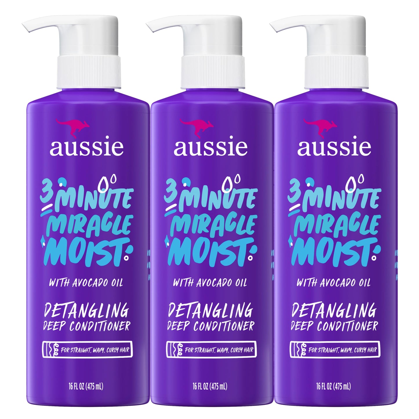 Aussie 3 Minute Miracle Moist Deep Conditioner for Dry Hair, Avocado & Jojoba Oil, Safe for Color Treated Hair, Nourishing Hydration, Silky Shine Beauty and Personal Care Aussie